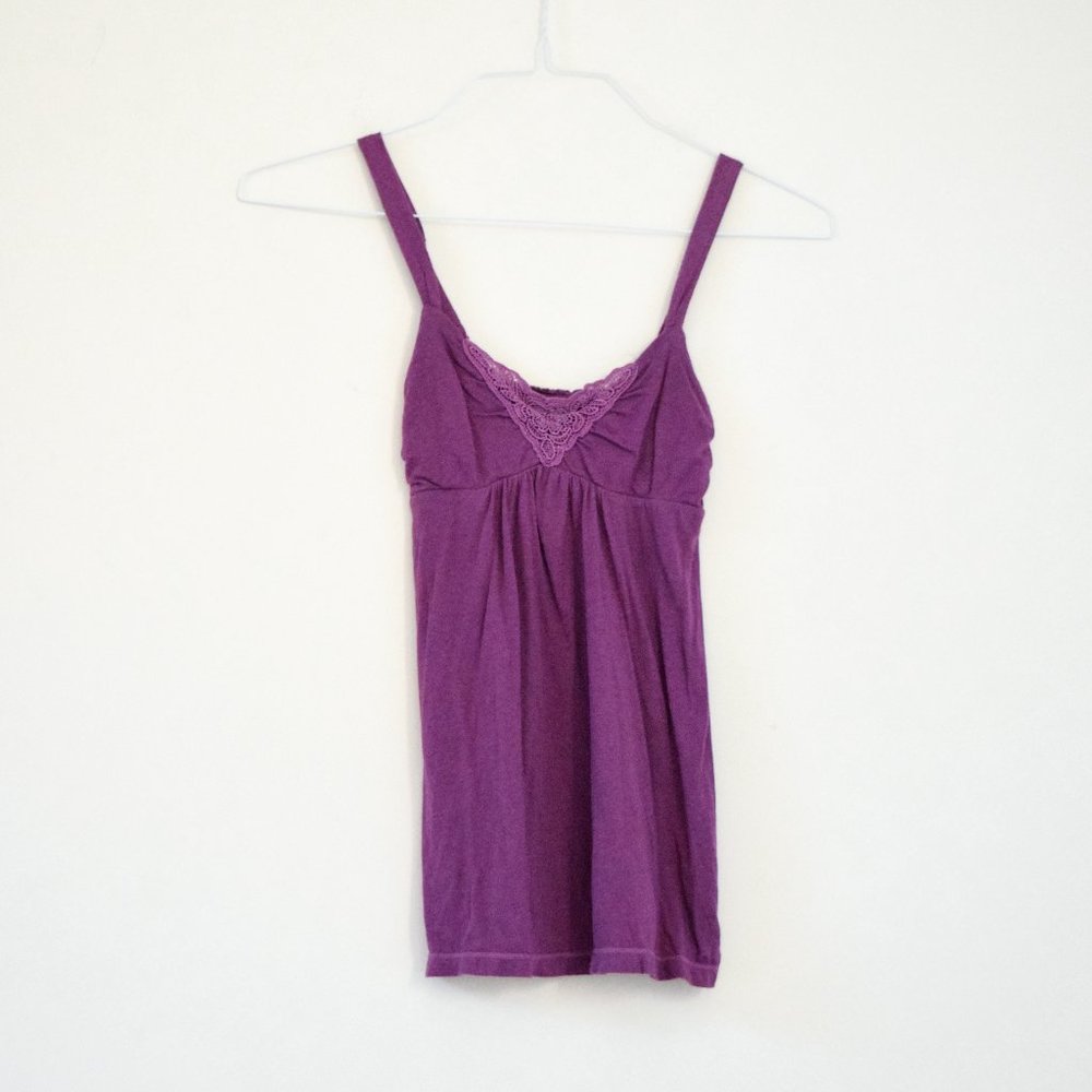 AMERICAN EAGLE Embroidered Crochet Panel Shirred Back Tank Top | Size XXS